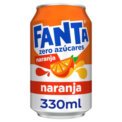 Fanta Naranja Zero Azúcar, Refresco de Naranja Elaborado a partir de Zumo, Bajo en Calorías - Lata 330 ml