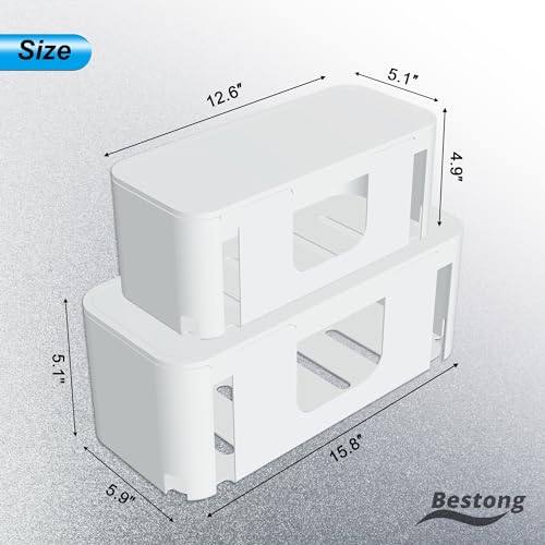 Power Strip Cover Box - Hide Power Strip for TVs and Computers, Electrically Safe Cord Organizer Box, Cord Box Crafted from Durable ABS Material (2pack,White) - Thumbnail 7
