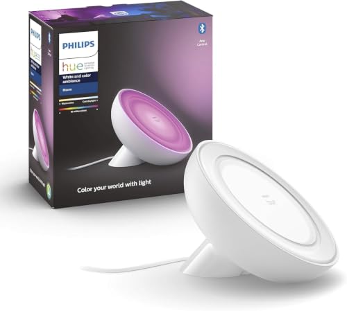 Philips Hue White & Color Ambiance, Lampe Connectée à Poser Bloom, Blanc
