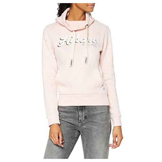 HIKARO Sudadera Estampada con Cuello Alto Mujer, Rosa (Pink Marl), 36 (Talla del fabricante: X-Small)