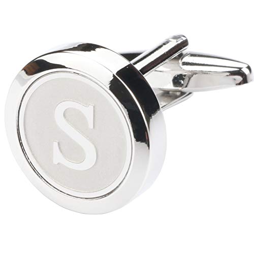 image for Dannyshi Mens Classic Stainless Steel Initial Cufflinks 26 Alphabet In