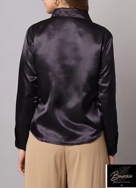 Image of Bowrain Women's Full Sleeves Satin Shirt