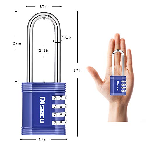 Disecu 4 Digit Combination Lock 2.7 Inch Long Shackle And Outdoor Waterproof Resettable Padlock For Gym Locker, Hasp Cabinet, School, Fence, Gate (Blue, 1 Pack) #TOP3