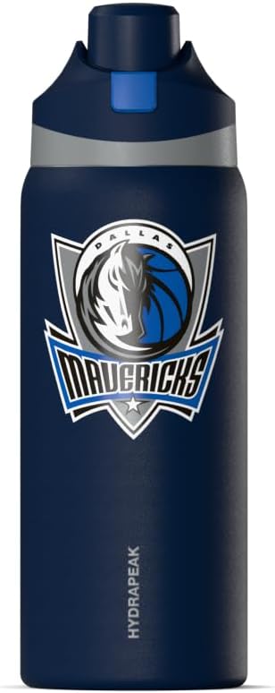 Hydrapeak x NBA Officially Licensed Dallas Mavericks Oasis 32 oz Water Bottle with Chug Lid Push Button, Stainless Steel Water Bottle No Straw, 32 oz Insulated Water Bottle