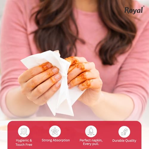Image of Royal Tissue Paper Napkins (420 Pulls)70 Pulls X 6 Packs | 1-Ply Soft Paper Napkins | Ideal for Snacks, Parties & Daily Use