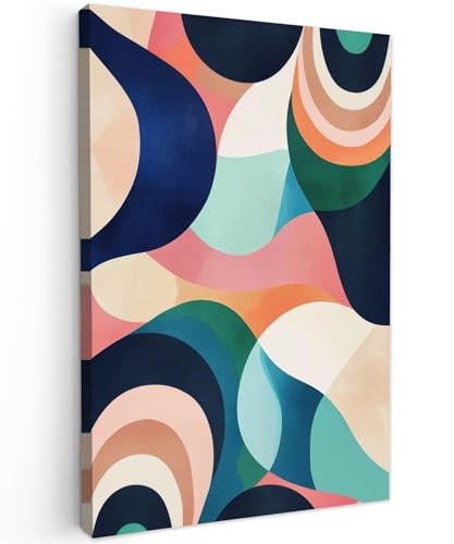 MuchoWow© Impression sur Toile Peinture 60x90 cm Tableau Mural Decoration Salon Reproductions de Tableaux Murale Moderne Abstrait - Bleu - Rose