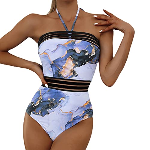 Genérico Banadores+De+Mujer BañAdor Mujer Traje de baño de Playa con Estampado de Correas elásticas en la Cintura sin Tirantes y Cuello para Mujer Banadores De Mujer BañAdores para Mujer (White, XL)