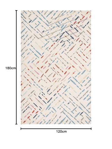Image of Leaf & Flora Pattern Woolen Carpet for Living Room Bedroom and Hall Size 4 x 6 Feet Color Multi