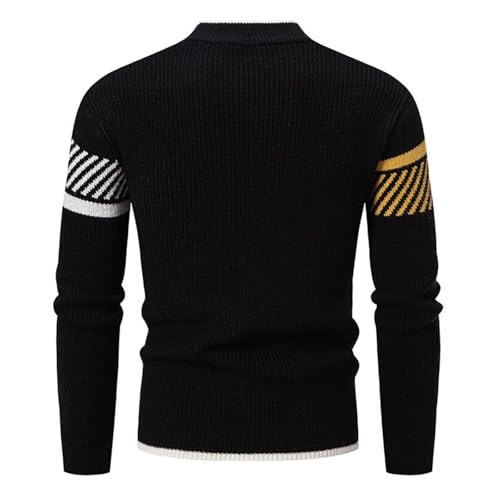 Turtleneck Sweater Men - Long Sleeve Cable Knit Colorblock Sweaters Textured Pullover Thermal Clothes Fall Winter Outfit4