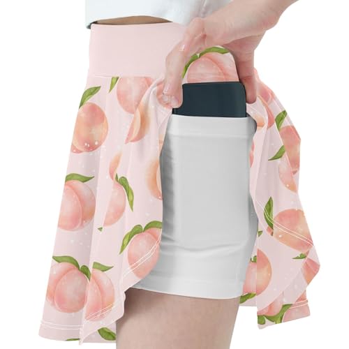 Girls Skorts High Waist Athletic Skirts with Shorts Peach Stretchy Teens Performance Tennis2