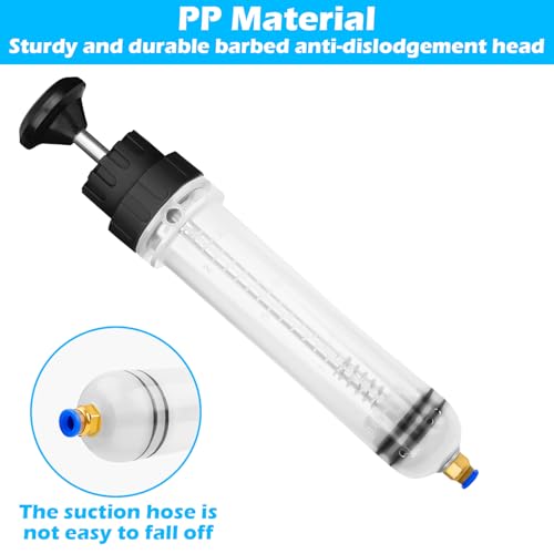 VFANDV Ölabsaugspritze, 200ML Ölspritze Handpumpe mit 2 Schlauch EIN Paar Ersatzgummiringe Ölabsaugpistole Absaugpumpe Ölabsaugpumpe für Motor Auto Getriebe Hinterachsöl