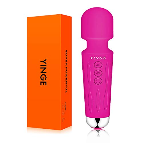 YINGE Mini Wand Massager, Small Cordless Personal Massager Handheld with 8 Powerful Vibrating