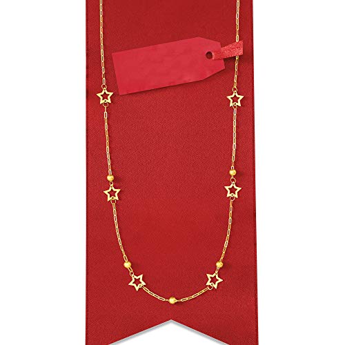 Ross-Simons Italian 14kt Yellow Gold Paper Clip Link Star Station Necklace3