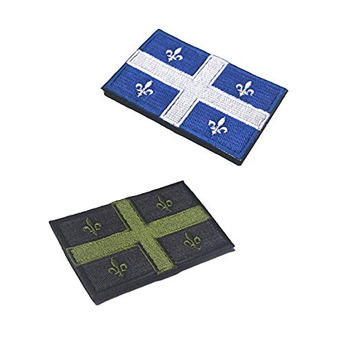 SOUTHYU 2 Pieces Canada Quebec Flag Tactical Morale Patches Embroidered Military Emblem Badge, Fastener Hook and Loop Patch
