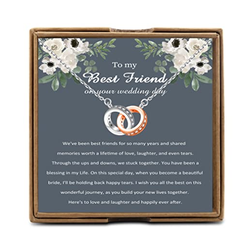 OKEYCH Best Friend Necklace for Bride - To My Best Friend On Her Wedding Day, Bride Gift From Maid...