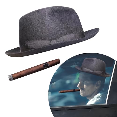 DXNQ Fedora and Cigar Window Decal Funny Driving Fake with Hat and Cigar Car Stickers Waterproof Driving Crooner Decals for Vehicle Window Windshield Car Decor Accessories (Style B)