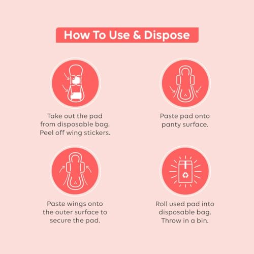 Image of LAIQA Ultra Soft Moderate Flow Sanitary Pads for Women| 60 Large Premium Pads with 60 Disposable Bag + 4 Free Pantyliners|Made with Natural Fibers|Rash-Free Pads with 4 wings|No Chlorine|No Fragrance