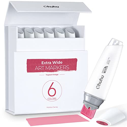 Ohuhu 320 Colors Chisel & Fine Double Tipped Art Markers Set Extra Wide Board Tip 6 Colors Of Tropical Vintage Bundle #TOP27