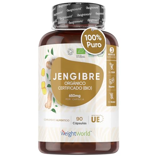 Jengibre Puro Orgánico 650 mg - 90 Cápsulas - Fuente de Vitaminas y Minerales con Múltiples Propiedades Naturales - 3 Meses de Suministro de Alta Potencia - Vegano, Sin Gluten, Keto, Sin Lactosa