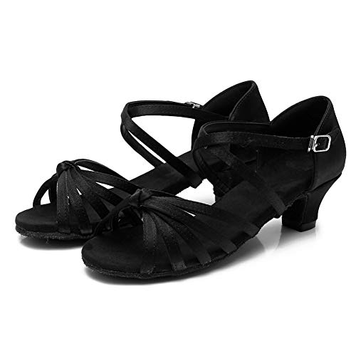 TINRYMX Girls&Women Latin Dance Shoes Silk Ballroom Salsa Tango Professional Performance Practice Dance Shoes,Model-SS-TL-ZSXGG/2024