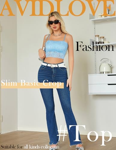 Image of Avidlove Bralettes for Women Lace Spaghetti Strap Tank Top Tube Slim Basic Camisole