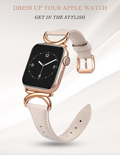 TOYOUTHS Leather Strap Compatible with Apple Watch Straps 41mm 40mm 42mm 38mm Women Slim Thin Dressy Strap with C-Shaped Metal Buckle for iWatch 11 10 9 8 7 6 5 4 SE 3 2 1 - Image 2