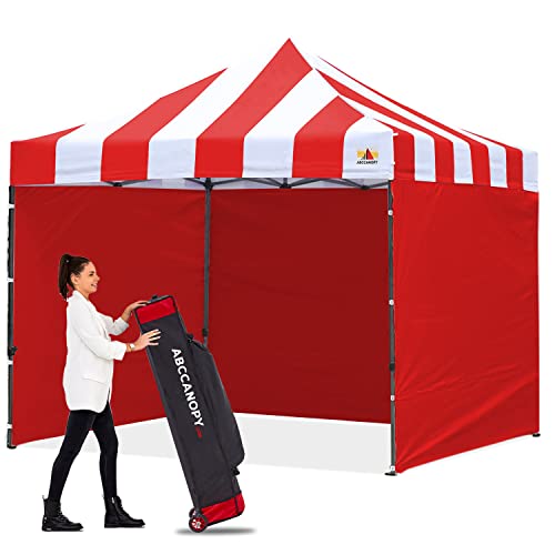 Image of ABCCANOPY Heavy Duty Easy Pop up Canopy Tent with Sidewalls 10x10,Strip red