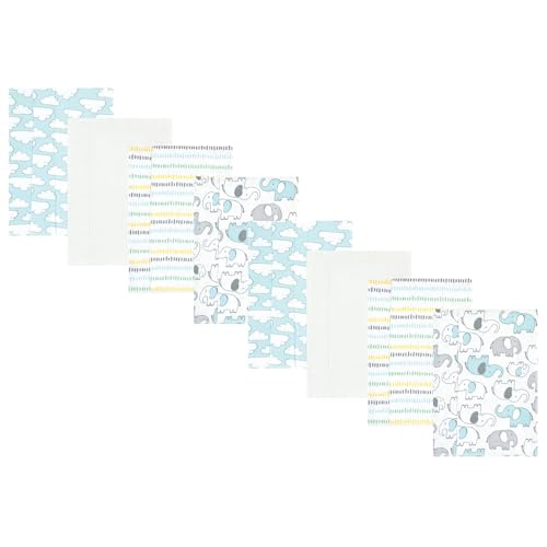 Image of Hudson Baby Cotton Poly Flannel Burp Cloths Multipack, Neutral New Elephant 8-Pack, One Size