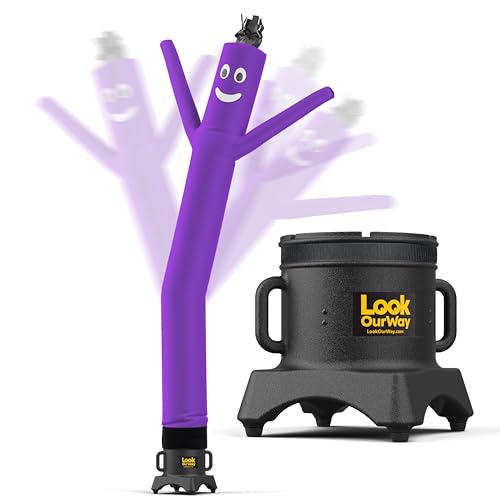 Image of LookOurWay Air Dancers Wacky Waving Inflatable Tube Man Set - 10 Feet Tall Inflatable Dancing Man with Blower - Purple