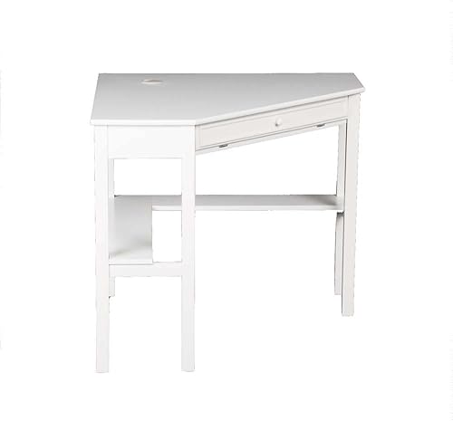 Miniatura 4 de SEI Furniture Escritorio esquinero para computadora con bandeja deslizante para teclado color blanco