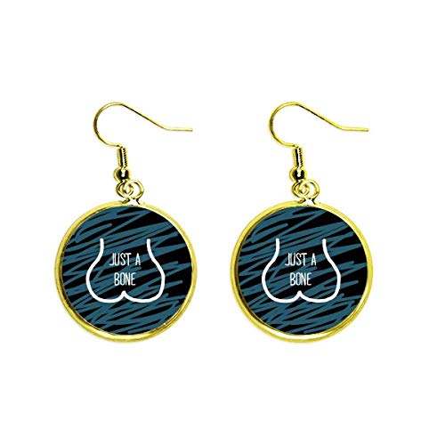 Pendientes de hueso gracioso azul con drop dorado de alta bisutería fina