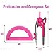 Mr. Pen- Compass and Protractor Set, Vivid Cerise, Compass Geometry Tool, Protractor and Compass Set, Compass Drawing Tool, Drawing Compass, Geometry Compass, Math Compass for Geometry