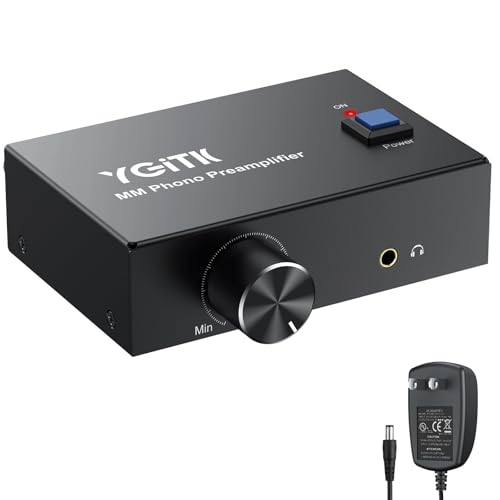 YGiTK Phono Preamp for Turntable, Mini Stereo MM Phono Preamplifier with Volume Control, Low Noise...