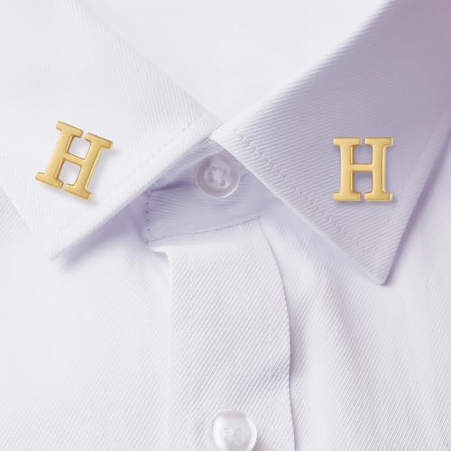 Image of HONEY BEAR Mens Womens Initial Alphabet Letter Lapel Pins Collar Badge Brooches for Business Wedding Graduation Gift Matte Gold 0.59 inches