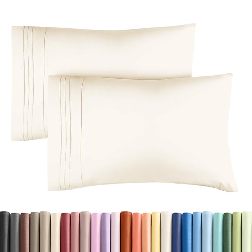 Queen Pillow Cases Set of 2 - Ultra Soft Hotel Quality Pillowcase Covers - Comfy, Cozy & Wrinkle Free - Shrinkage, Stain & Fade Resistant - Machine Washable Pillow Protectors - 2 Piece Set - Off White