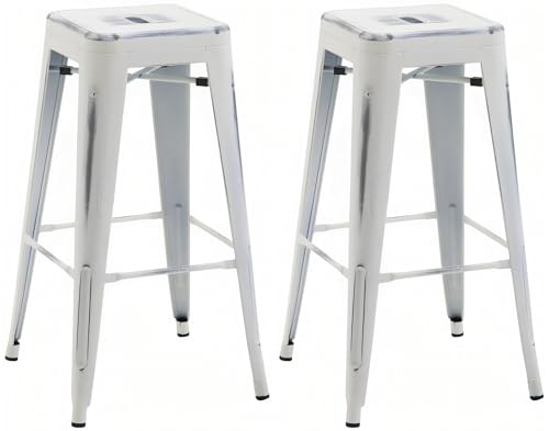 CLP Lot de 2 tabourets de Bar Joshua I Tabourets de Bar empilables en métal I Chaises de Bar avec Repose-Pieds I Hauteur d'assise 76 cm I Tabourets...