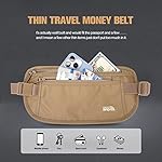 Unisex Money Belt For Men and Women, Slim Passport Holder RFID Blocking Travel Essentials Pouch with Adjustable Strap Small Waist Pouch for Workout Running Travelling Hiking, Beige - Image 4