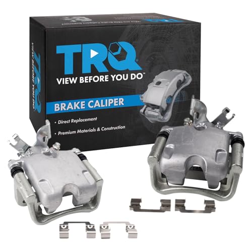 Image of TRQ Rear Brake Caliper Set Zinc Coated Brackets Hardware Compatible with 2013-2016 Buick LaCrosse 2011-2016 Regal 2014-2019 Chevrolet Impala 2013 Malibu