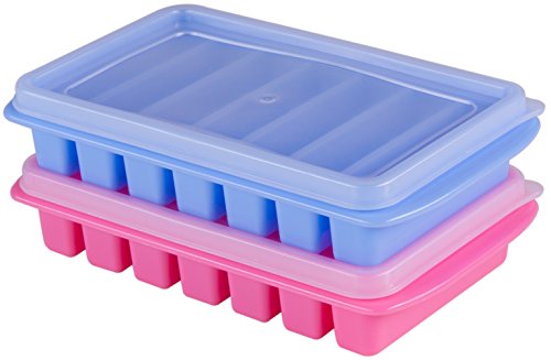 Bluamour 2 Mini Ice Cube Trays with Lids - Creates Perfect Ice
