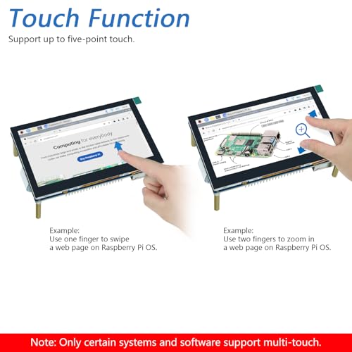 Image of FREENOVE 4.3 Inch Touchscreen Monitor for Raspberry Pi 5 4 B 3 B+ A+, 800x480 Pixel IPS Display, 5-Point Touch Capacitive Screen, Driver-Free MIPI DSI Port