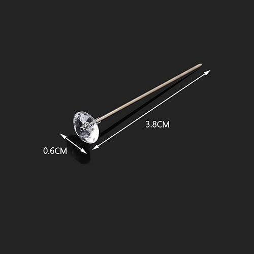 Miniatura 3 de 100 alfileres de flores, alfileres rectos de 1.5 pulgadas, alfileres de costura transparentes, alfileres de cabeza de diamante de cristal para