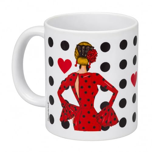 IllustrArte Tasse de 350 ml - Tasse en céramique avec motif danseuse de flamenco - Cadeau pour les amoureux du bal - Marie rouge