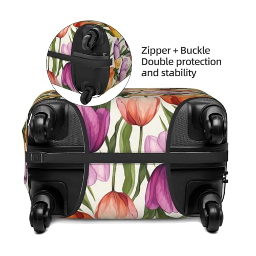 Luggage Cover Protector - Colorful Tulips Print Suitcase Covers for Luggage Fit 25-28 Inch Suitcase3
