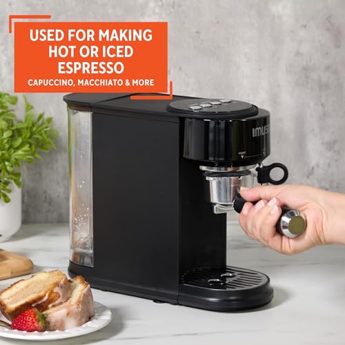 Image of IMUSA - 20 Bar Espresso Machine with Milk Frother, Compact Coffee Machine 1 to 2 Cups, Thermoblock Coffee Machine, Fast Heating Thermoblock Coffee Machine, Hot Coffee & Ice Cream, Coffee Maker