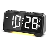 ROCAM Alarm Clocks Bedside for Bedroom, 7.5" Display with Big Numbers, Digital Clock with Day of Week, Dual Alarms, Night Light, Dimmer, Power-Off Memory