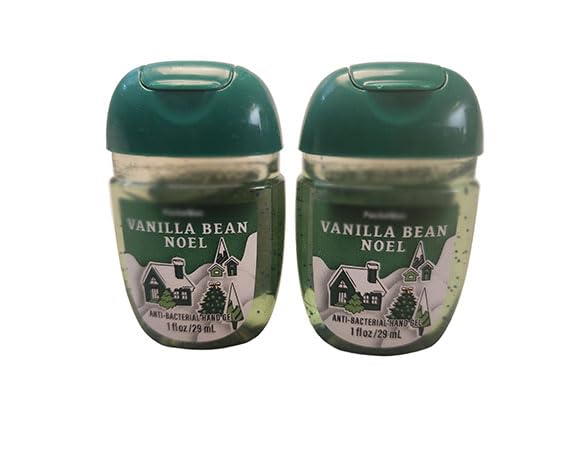 Bath and Body Care - Travel Size Sanitizer - 2 piece Bundle Set Hand Gel - 1 Fl Oz each - Label Artwork Varies (VANILLA BEAN NOEL)
