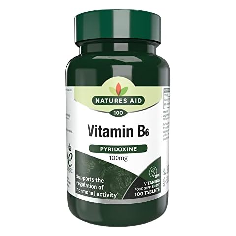 Natures Aid Vitamin B6 100 mg, Pyridoxine, Suitable for Vegans, 100 Tablets Cover