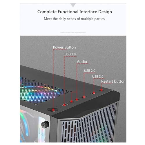 Gabinete de computadora tipo Mid tower compatible con Micro ATX, con panel lateral de vidrio templado y estructura de acero, refrigeración líquida para gaming y oficina miniatura 7
