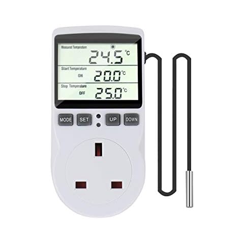 Furado Digital Temperature Controller, LCD Screen Heating Cooling Temperature Switch, 230 V Thermostat for Greenhouse Farm/Terrarium Cover