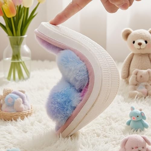 New women's soft long haired slippers, autumn and winter lazy version thick soled height increasing exposed finger slippers, suitable for indoor and outdoor use4